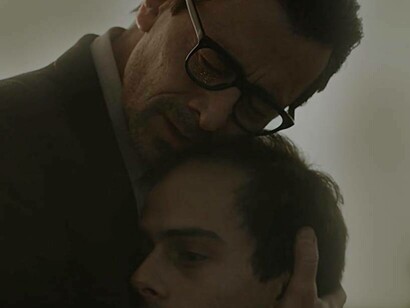 Luigi Lo Cascio and Leonardo Maltese in a pivotal scene from Lord of the Ants (2022)
