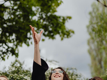Female graduates at a university commencement ceremony