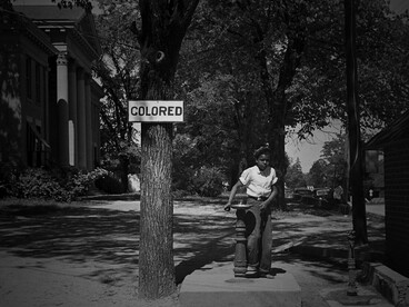 Drinking fountain on the Halifax County Courthouse (North Carolina) in April 1938, USA