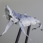 Dorothy Cross, Buoy, 2014, blue shark skin, white gold leaf, antique easel, Italian alabaster, 180 x 130 x 80 cm, 70.9 x 51.2 x 31.5 in, courtesy of the artist and Kerlin Gallery, Dublin 
