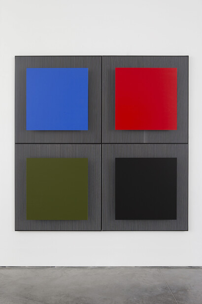 Jesús Rafael Soto, "Cobalto a la izquierda", 1993, Paint on wood and metal, 203 x 203 x 17 cm / 80 x 80 x 6 3/4 inches, Photo : Claire Dorn, Courtesy Galerie Perrotin