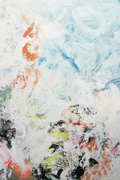 Amélie Ducommun, Sensitive Water Mapping #73, 2016, Mixed media on canvas, 130 x 89 cm. Courtesy of Gallery Elena Shchukina