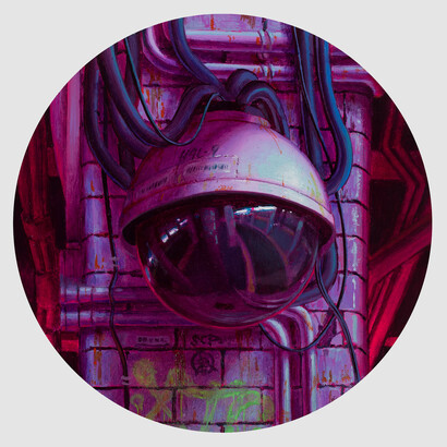 Taylor Schultek, Oculus, 2023. Oil on aluminum, 5 x 5 in (12.7 x 12.7 cm). Courtesy of Harman Projects