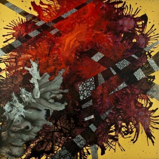 Ongoing Expansion of Red Matter, 2013, Acrylic on canvas, 40” x 40”