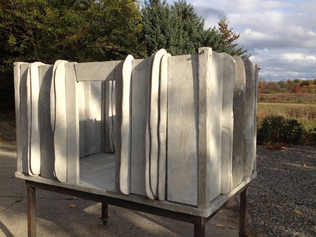 Mia Westerlund Roosen, Architectural Folly 8, 2015, Concrete and Steel, 60 x 60 x 30 inches. Courtesy of Betty Cuningham Gallery