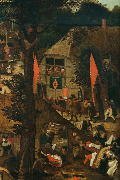 Pieter Brueghel el Joven: Una feria de pueblo (Festival de pueblo en honor a San Huberto y San Antonio), entre 1564 y 1638 (detalle)