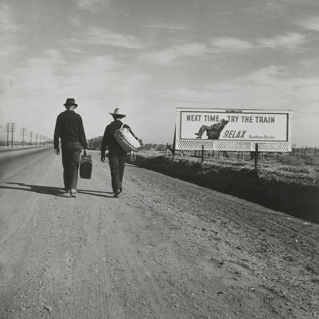 Dorothea Lange. On the Road to Los Angeles, California. 1937. Gelatin silver print, 8 1/16 x 7 3/4″ (20.4 x 19.7 cm), The Museum of Modern Art, New York. Gift of the Farm Security Administration. Digital image © The Museum of Modern Art/Licensed by SCALA / Art Resource, NY