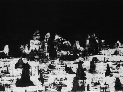 The Sleeping Land. #0255 anno 2013. Acrilico su mdf. Cm 70 x 100. (Collezione permanente del RISO - Museo d'Arte Contemporanea della Sicilia).

