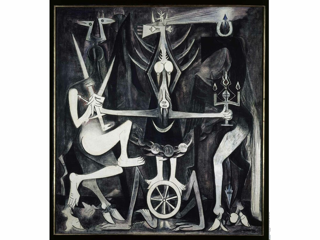 Wifredo Lam, Les Noces, 1947, Oil on canvas, 216 × 200 cm, Staatliche Museen zu Berlin, Nationalgalerie, Berlin, Photo: BKP, Berlin, Dist. RMN-GP, Photo: Jörg P. Anders © Adagp, Paris 2015