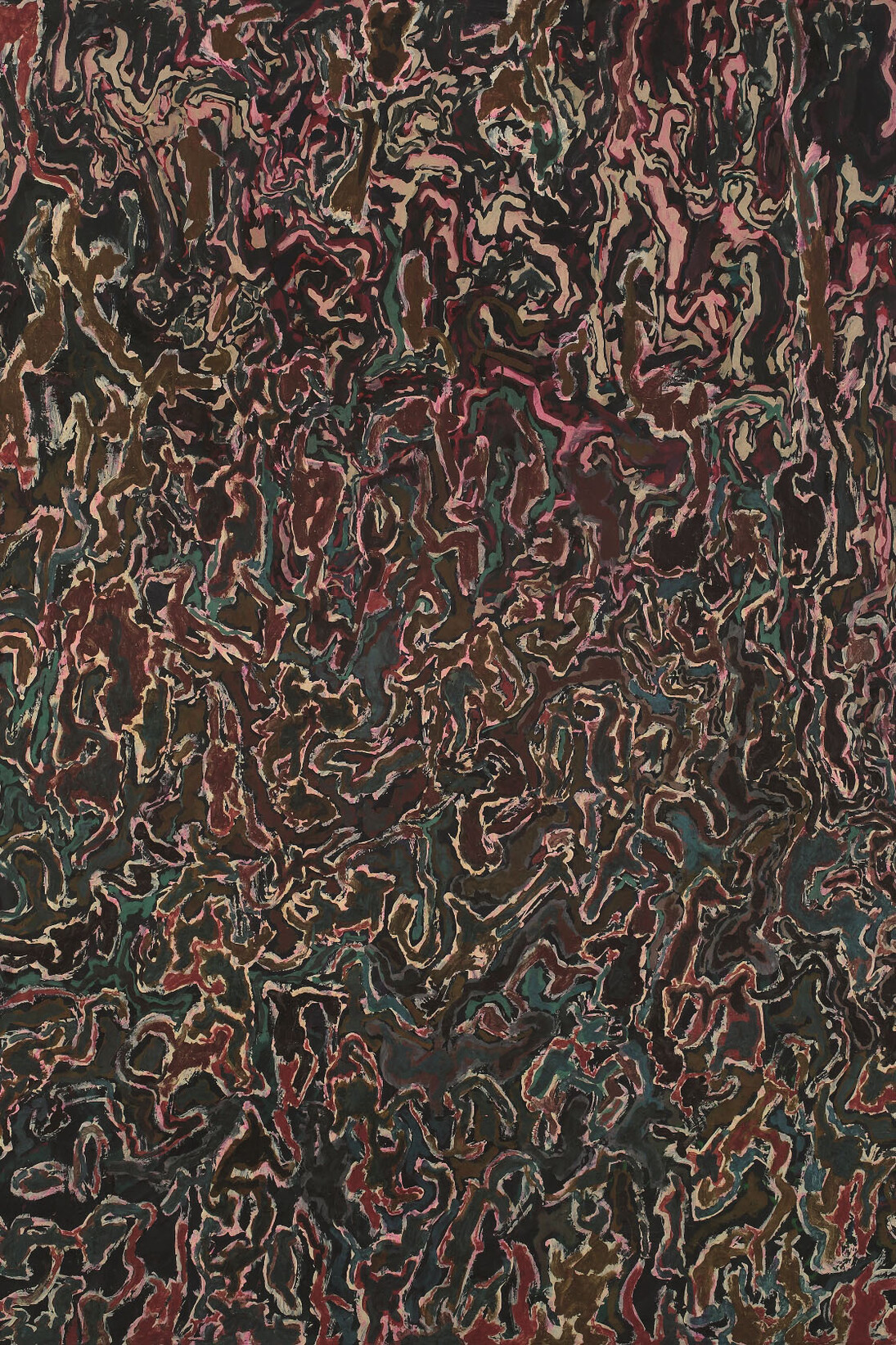 Luigi Boille, Imperioso continuo, 1960, olio su tela, cm 162 x 130