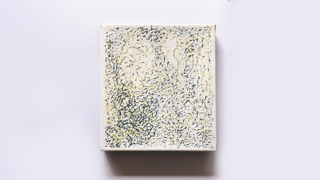 Cecilia Biagini, Small Rock, 2018, Signed, titled and dated on the reverse, Acrylic on canvas,
12 x 11 in., 30.5 x 27.9 cm. Courtesy of the artist and Ruiz-Healy Art