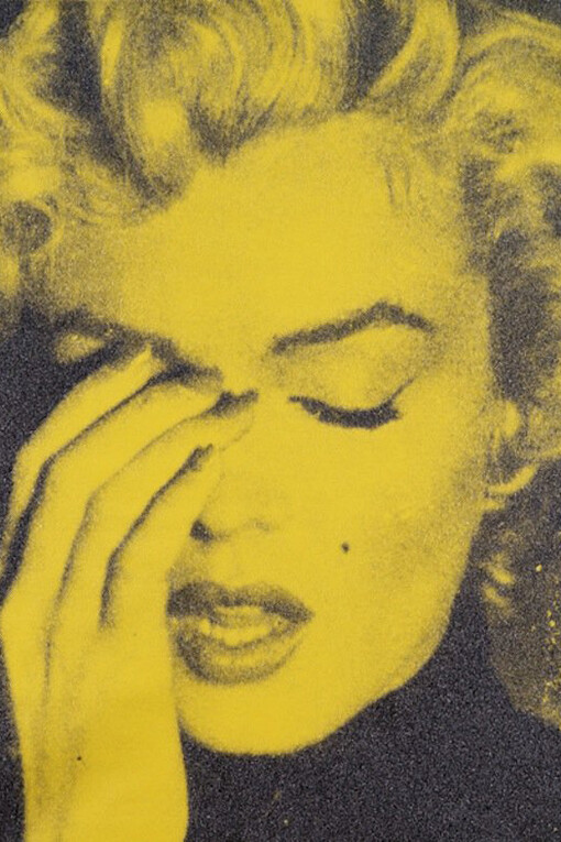 Russell Young, Marilyn Crying - Chartreuse & Black, 2013, Signed and numbered on verso (GX2013), Acrylic Paint, enamel and diamond dust screen print on linen, 62 x 48 in, 157.5 x 121.9 cm