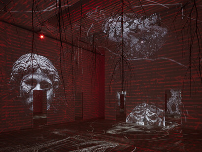 Charles Sandison, The garden of death, exhibition view. Courtesy of Galerie Forsblom