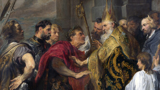 Anthony van Dyck, San Ambrosio excomulga a Teodosio de la Catedral de Milán, entre 1619 y 1620