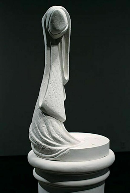Lily Cox-Richard, The Stand: Fisher Boy, 2013, Carved plaster, 68 in. high x 20 in. wide x 20 in. deep