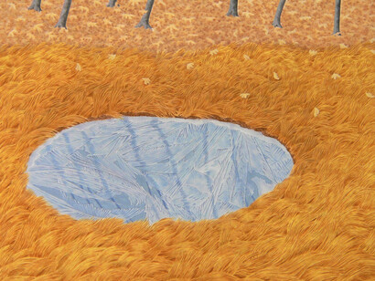 Alan Bray, Frozen, 2016, casein tempera on panel, 16x20x2. Courtesy of Garvey|Simon
