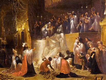 Rombout van Troyen, "Re Ahaz sacrifica suo figlio a Moloch", 1626