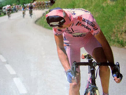 Pantani durante il Giro d'italia