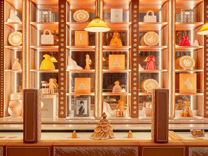 Escaparates de «The Fabulous World of Dior» en los almacenes Harrods, Londres, Reino Unido