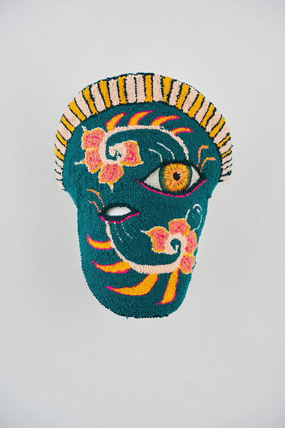 Margaux McAllister, Faux flowers mask (detail). Courtesy of Paradigm Gallery + Studio
