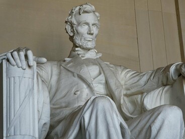 A close view of Abraham Lincoln’s statue inside the memorial hall in Washington, D.C., representing the timeless call for democratic accountability