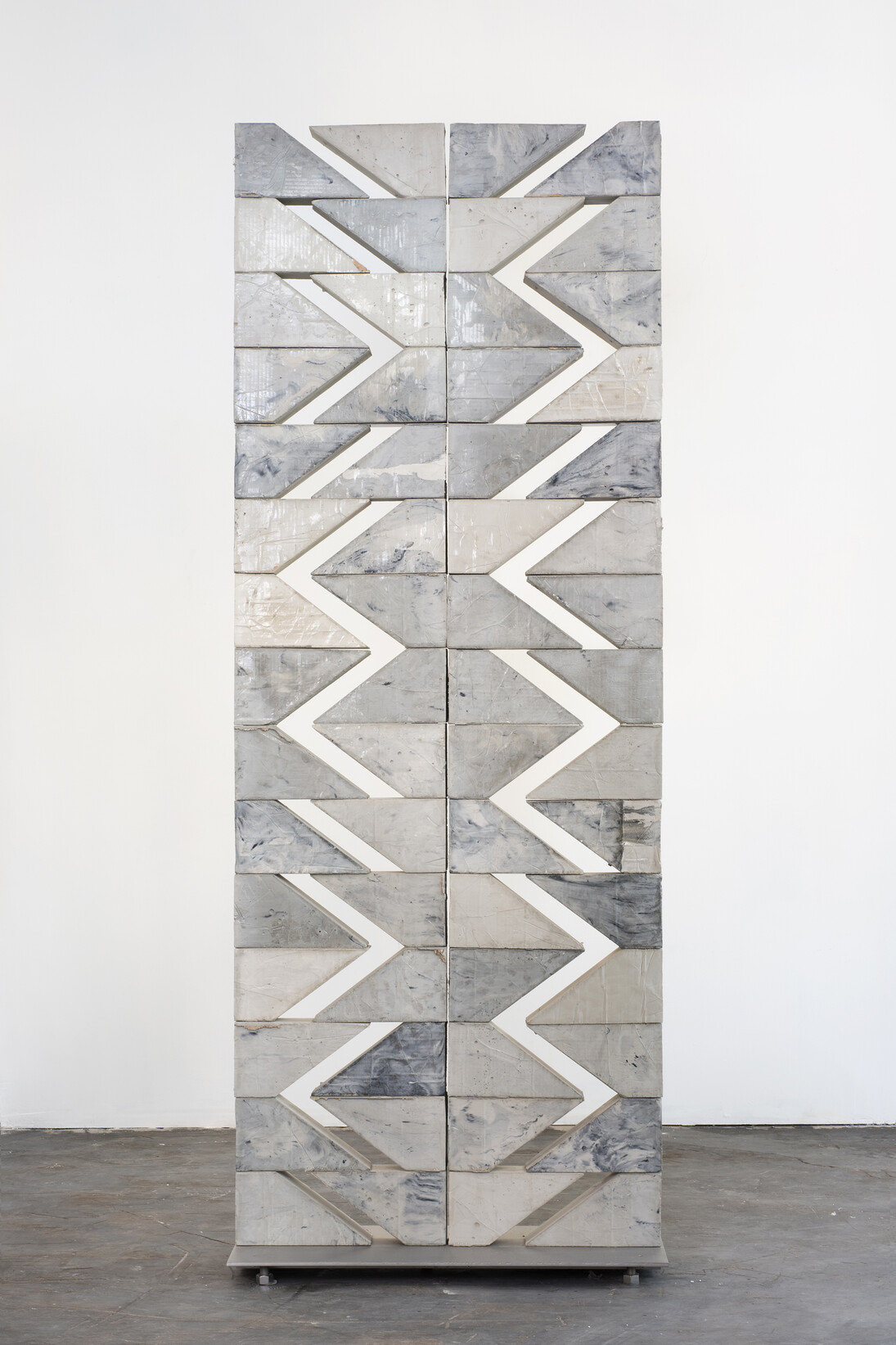 Mark Hagen, To Be Titled (Additive Sculpture, Cement Screen #19), 2014, Cement, iron oxide pigment, stainless steel armature, 94 x 35 1/4 x 14 inches, © Mark Hagen - Photographer unknown, all rights reserved, Courtesy of the Artist and Almine Rech Gallery