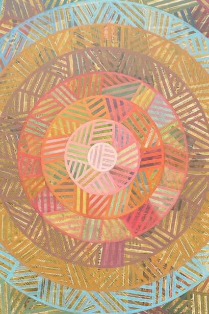 Mandala, acrylic on canvas, 90 x 90 cm, Mark Weighton 2024 
