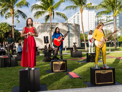 Naama Tsabar - Composition 18, 2016
Performance at Collins Park, Miami Beach, as part of Art Basel Miami Beach Public, curated by Nicholas Baume, Miami Beach. Image courtesy the artist, Art Basel, and Spinello Projects