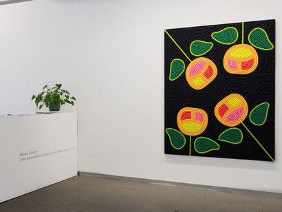Renée Condo, One who shatters particles, one who smells flowers, exhibition view. Courtesy Blouin Division 