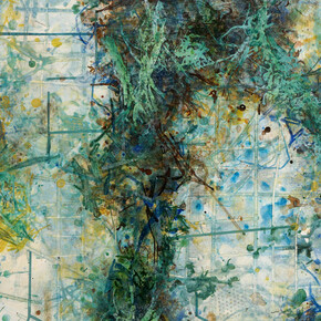 Lisa Petker-Mintz, The Cross We Bear (detail), acrylic on board 48x48 inches. Courtesy of the artist and The Painting Center