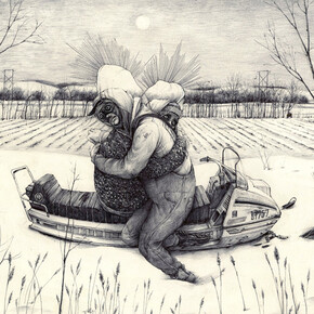Pat Perry, Snowmobile, 2014 inchiostro su carta. Courtesy of Dorothy Circus Gallery 