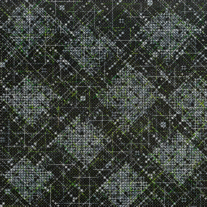 Ding Yi, Appearance of Crosses 2016-4, 2016 Signed and dated on verso. Mixed media on basswood, 240 x 240 cm. Courtesy Timothy Taylor Photo: Ding Yi Art Studio