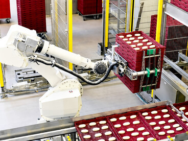 Automated bakery production line in a modern food factory, where advanced machinery ensures efficient and consistent large-scale manufacturing