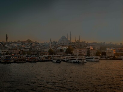 The Bosphorus body of water in Istanbul during the sunset