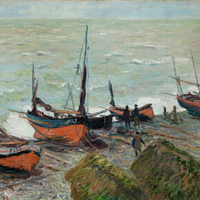 Claude Monet, Fishing Boats (Bateaux de pêche), 1883. Oil paint on canvas; 25-3/4 x 36-1/2 in. Denver Art Museum: Frederic C. Hamilton Collection, bequeathed to the Denver Art Museum