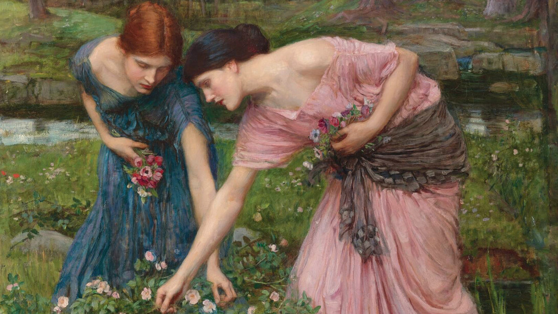 John William Waterhouse, Gather Ye Rosebuds While Ye May, 1909, particolare