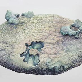 Colette Robbins, Slippage, 2016. Watercolor on paper, 30 x 41 inches.