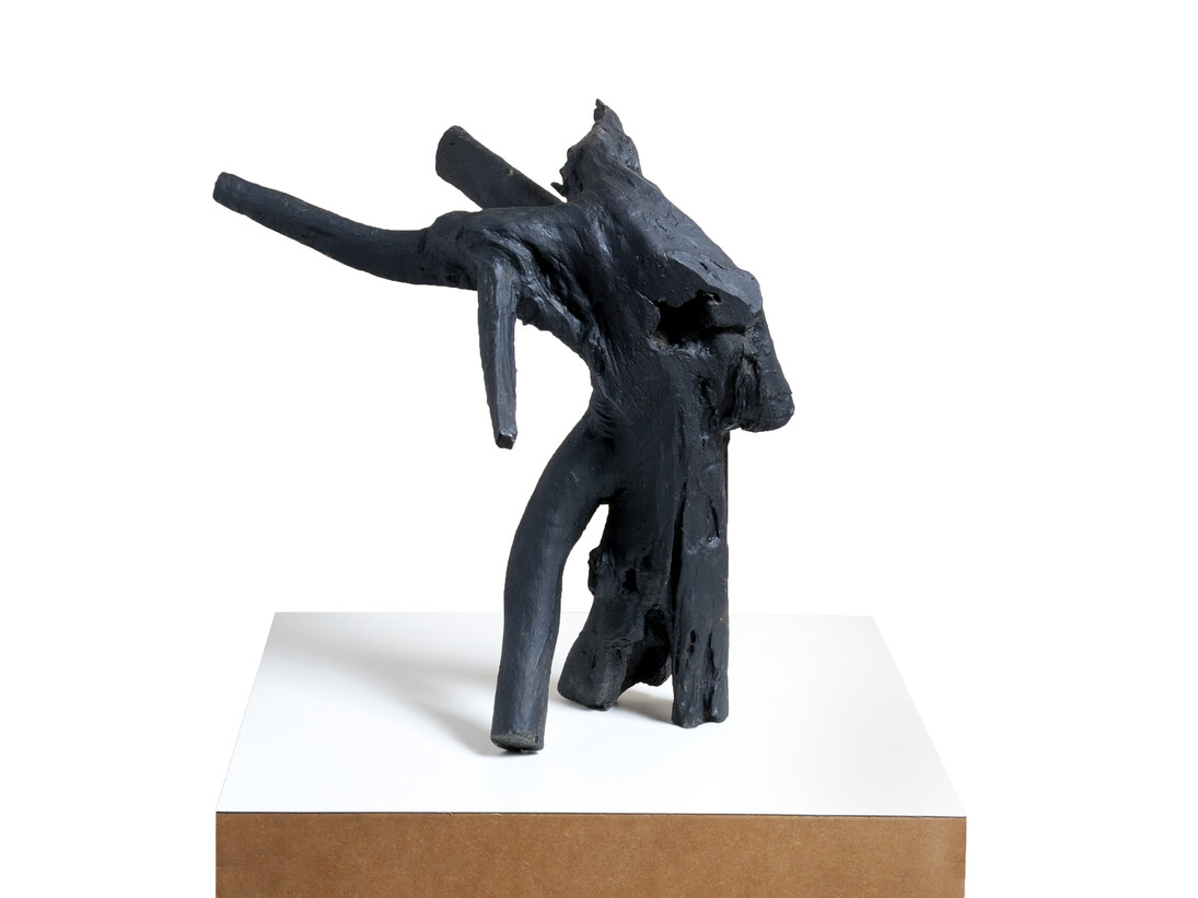 Cícero Alves dos Santos (Véio), O cão cucho, 2014, Tinta Acrílica e Madeira, 45 x 44 x 33 cm. ©João Liberato