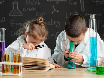 Lab experiments by children foster scientific literacy, linking research, society, and education through hands-on learning and outreach