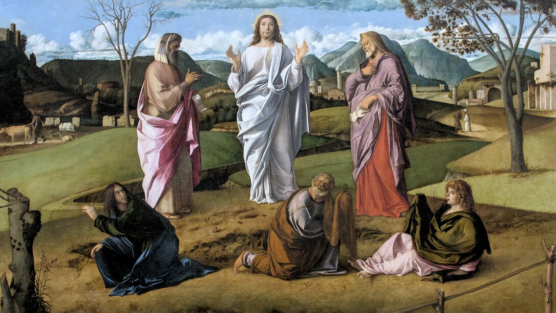 Giovanni Bellini, "La transfiguración de Cristo", óleo sobre madera, entre 1478 y 1479