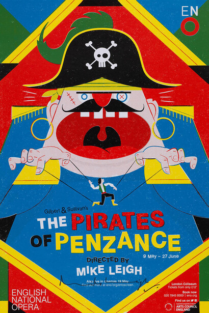 Toby Leigh, A poster of director Mike Leigh’s production of Gilbert and Sullivan’s the pirates of Penzance at the English National Opera from 9 May to 27 June 2015. Courtesy of National Maritime Museum