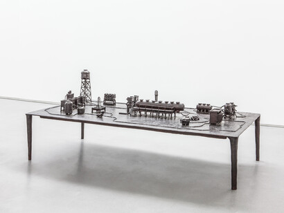 Atelier Van Lieshout, Technocrat Bronze Coffee Table, 2007, bronze, h85 l180 w90.5 cm / h33.5 l70.9 w35.6 in. Table: h41 cm / h16.1 in, Limited Edition of 10 + 2 ap, Courtesy Carpenters Workshop Gallery
