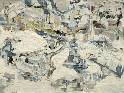Katy Moran, Face, 2013, acrylic on found painting, 52.5 x 68 cm, 20 5/8 x 26 3/4 ins, Courtesy Stuart Shave/Modern Art, London
