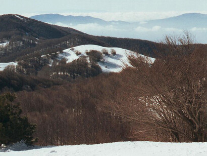 Panorama da Monte Curcio verso i Monti Reventino e Mancuso, Sila Grande, Calabria, Italia