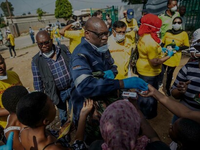 Medication and protective gear are being distributed in the poorer regions of South Africa by government officials