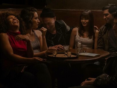 The fun cast of the TV series “Sweetbitter” sharing a laugh 