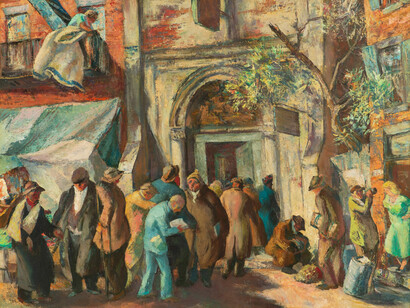 Samuel Thal, The bread line. Courtesy of Vose Galleries