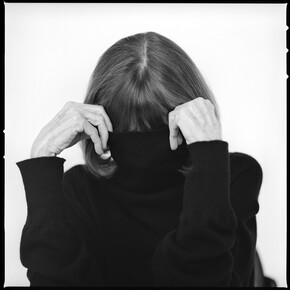 Brigitte Lacombe, Joan Didion, New York, 1996, 1996, black-and-white photograph, 16×20 inches, courtesy of the artist and Lacombe, Inc. Courtesy of PAMM