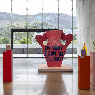 Githan Coopoo, Tears now but heaven tomorrow, exhibition view. Courtesy of Norval Foundation