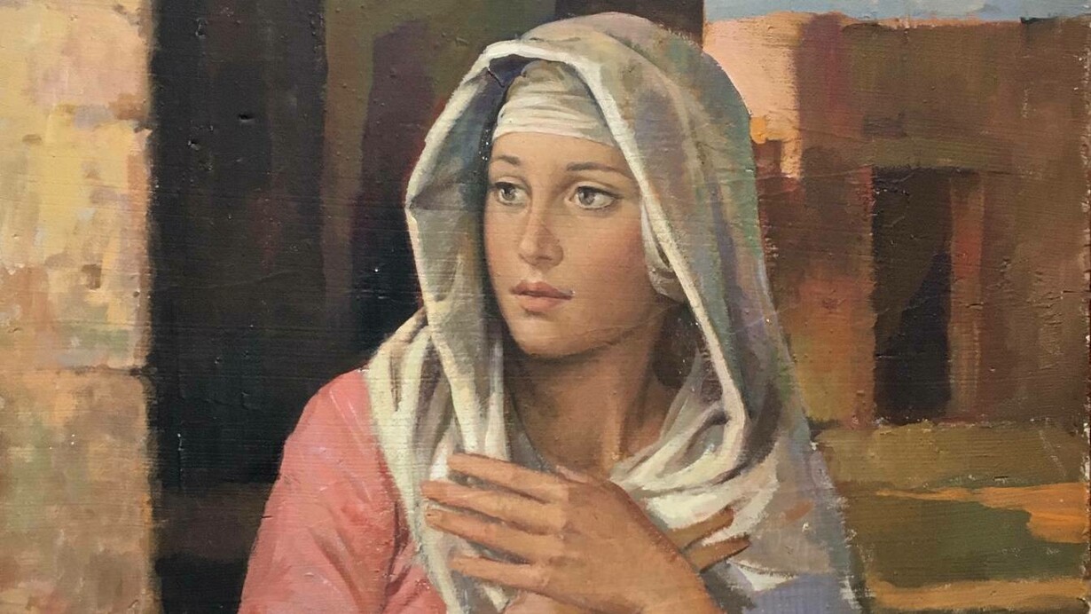 Pino Roveda, Madonna (Annunciazione), dipinto su compensato, 57x63 cm